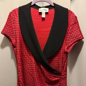 Joseph Ribkoff Red and Black Polka Dot Dress Size 10